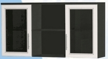 Антресоль большая с двумя стеклодверями ДЛЯ ГОСТИНОЙ АБС-2 Венге/Дуб выбеленный в Белом Яре - belyj-yar.katalogmebeli.com | фото