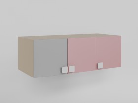 Антресоль на шкаф 3-х створчатый (Розовый/Серый/корпус Клен) в Белом Яре - belyj-yar.katalogmebeli.com | фото
