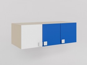 Антресоль на шкаф 3-х створчатый Скай люкс (Синий/Белый/корпус Клен) в Белом Яре - belyj-yar.katalogmebeli.com | фото