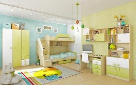 Детская комната Эппл (Зеленый/Белый/корпус Клен) в Белом Яре - belyj-yar.katalogmebeli.com | фото 3