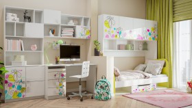 Детская комната Флер (Белый/корпус Выбеленное дерево) в Белом Яре - belyj-yar.katalogmebeli.com | фото 2