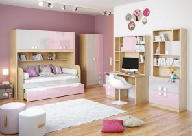 Детская комната Грэйси (Розовый/Серый/корпус Клен) в Белом Яре - belyj-yar.katalogmebeli.com | фото 2