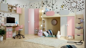 Детская комната Грэйси (Розовый/Серый/корпус Клен) в Белом Яре - belyj-yar.katalogmebeli.com | фото 1