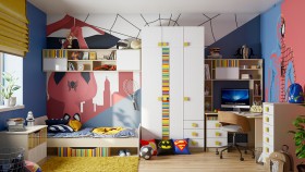 Детская комната Клаксон без машинок (Белый/корпус Клен) в Белом Яре - belyj-yar.katalogmebeli.com | фото 1