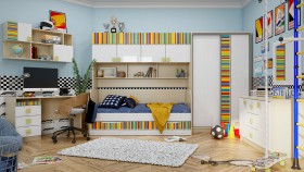 Детская комната Клаксон без машинок (Белый/корпус Клен) в Белом Яре - belyj-yar.katalogmebeli.com | фото 5