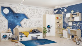 Детская комната Санни (Белый/корпус Клен) в Белом Яре - belyj-yar.katalogmebeli.com | фото 2