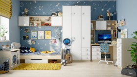 Детская комната Санни (Белый/корпус Клен) в Белом Яре - belyj-yar.katalogmebeli.com | фото