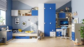 Детская комната Скай (Синий/Белый/корпус Клен) в Белом Яре - belyj-yar.katalogmebeli.com | фото