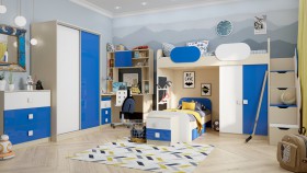 Детская комната Скай Люкс (Синий/Белый/корпус Клен) в Белом Яре - belyj-yar.katalogmebeli.com | фото 5