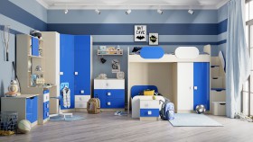 Детская комната Скай Люкс (Синий/Белый/корпус Клен) в Белом Яре - belyj-yar.katalogmebeli.com | фото 7