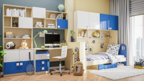 Детская комната Скай Люкс (Синий/Белый/корпус Клен) в Белом Яре - belyj-yar.katalogmebeli.com | фото 9