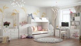 Детская комната Совушки (Белый/корпус Выбеленное дерево) в Белом Яре - belyj-yar.katalogmebeli.com | фото 3