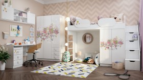 Детская комната Совушки (Белый/корпус Выбеленное дерево) в Белом Яре - belyj-yar.katalogmebeli.com | фото
