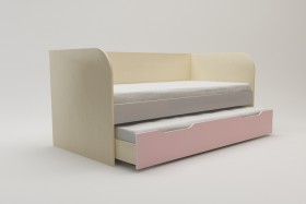 Диван-кровать Грэйси (Розовый/Серый/корпус Клен) в Белом Яре - belyj-yar.katalogmebeli.com | фото 2