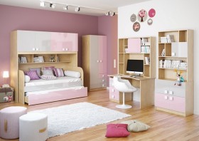 Диван-кровать Грэйси (Розовый/Серый/корпус Клен) в Белом Яре - belyj-yar.katalogmebeli.com | фото 3