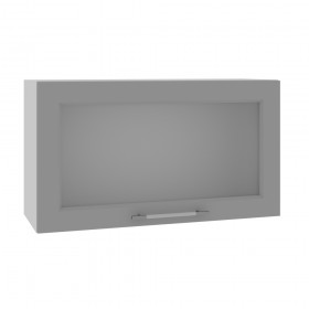 Гарда ВПГС 800 шкаф верхний горизонтальный со стеклом высокий (Белый патина/корпус Серый) в Белом Яре - belyj-yar.katalogmebeli.com | фото