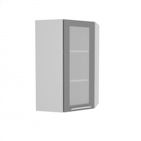 Гарда ВПУС 550 шкаф верхний угловой со стеклом высокий (Белый патина/корпус Серый) в Белом Яре - belyj-yar.katalogmebeli.com | фото