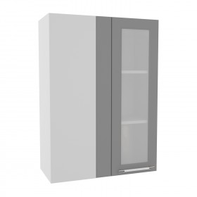 Гарда ВПУС 650 шкаф верхний угловой со стеклом высокий (Белый/корпус Серый) в Белом Яре - belyj-yar.katalogmebeli.com | фото