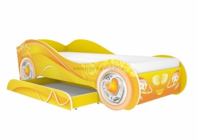 Кровать одноместная Авто-3-2  с ящиком с рисунком Пинк Желтый в Белом Яре - belyj-yar.katalogmebeli.com | фото 1