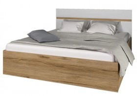 Ким кровать 1,4 (Дуб сонома/белый глянец) в Белом Яре - belyj-yar.katalogmebeli.com | фото 1