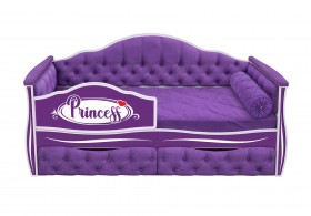 Кровать 160 серии Иллюзия 2 ящика 32 Фиолетовый (мягкие боковые накладки/подушка валик) в Белом Яре - belyj-yar.katalogmebeli.com | фото