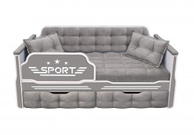 Кровать 160 серии Спорт 2 ящика 45 Серый (подушки) в Белом Яре - belyj-yar.katalogmebeli.com | фото