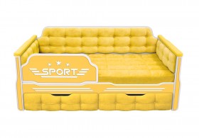 Кровать 160 серии Спорт 2 ящика 74 Жёлтый (мягкие боковые накладки) в Белом Яре - belyj-yar.katalogmebeli.com | фото