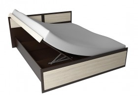 Кровать 1,6м с подъемным механизмом Венеция (Венге/Дуб сонома светлый) в Белом Яре - belyj-yar.katalogmebeli.com | фото 1