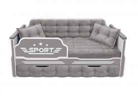 Кровать 170 серии Спорт 1 ящик 45 Серый (подушки) в Белом Яре - belyj-yar.katalogmebeli.com | фото