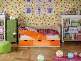 Кровать Бабочки 1,6м (Оранжевый металлик) в Белом Яре - belyj-yar.katalogmebeli.com | фото 1