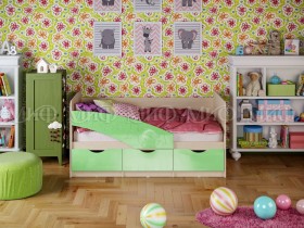 Кровать Бабочки 1,6м (Салатовый металлик) в Белом Яре - belyj-yar.katalogmebeli.com | фото