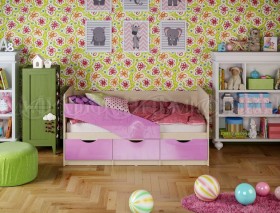 Кровать Бабочки 1,6м (Сиреневый металлик) в Белом Яре - belyj-yar.katalogmebeli.com | фото