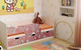Кровать детская Минима Лего 1,86м с ящиками (дуб атланта/лиловый сад) в Белом Яре - belyj-yar.katalogmebeli.com | фото 4