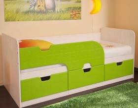 Кровать детская Минима Лего 1,86м с ящиками (дуб атланта/лиловый сад) в Белом Яре - belyj-yar.katalogmebeli.com | фото 5