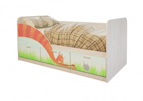 Кровать детская Минима Лего 1,86м с ящиками (дуб атланта/лиловый сад) в Белом Яре - belyj-yar.katalogmebeli.com | фото 9