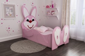 Кровать детская Зайка 1.6 Розовый/Белый в Белом Яре - belyj-yar.katalogmebeli.com | фото