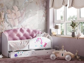Кровать детская Звездочка Белый/Розовый в Белом Яре - belyj-yar.katalogmebeli.com | фото 1