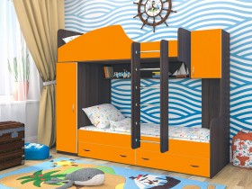 Кровать двухъярусная Юниор-2 Бодего/Оранжевый в Белом Яре - belyj-yar.katalogmebeli.com | фото