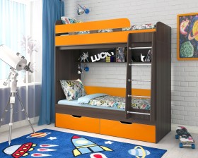 Кровать двухъярусная Юниор-5  Бодего/Оранжевый в Белом Яре - belyj-yar.katalogmebeli.com | фото