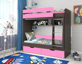 Кровать двухъярусная Юниор-5  Бодего/Розовый в Белом Яре - belyj-yar.katalogmebeli.com | фото 1