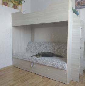 Кровать двухъярусная с диваном (Беленый дуб) в Белом Яре - belyj-yar.katalogmebeli.com | фото 1