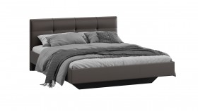 Кровать «Элис» c мягкой обивкой тип 1 Экокожа/Темно-коричневый/1400 в Белом Яре - belyj-yar.katalogmebeli.com | фото