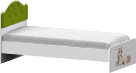 Кровать Каспер с мягкой спинкой и фотопечатью (800х1900)Белый/Лайм в Белом Яре - belyj-yar.katalogmebeli.com | фото 1