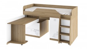 Кровать комбинированная «Оксфорд» (Ривьера/Белый с рисунком) в Белом Яре - belyj-yar.katalogmebeli.com | фото 3