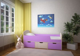 Кровать Малыш-мини Дуб молочный/Ирис в Белом Яре - belyj-yar.katalogmebeli.com | фото