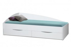 Кровать одинарная "Фея - 3" (асимметричная) (2000х900) New/(белый / белый / ДВПО белый) в Белом Яре - belyj-yar.katalogmebeli.com | фото 1