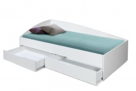 Кровать одинарная "Фея - 3" (асимметричная) (2000х900) New/(белый / белый / ДВПО белый) в Белом Яре - belyj-yar.katalogmebeli.com | фото 3