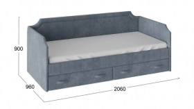Кровать с мягкой обивкой и ящиками «Кантри» Тип 1 (900) (Замша синяя) в Белом Яре - belyj-yar.katalogmebeli.com | фото 3