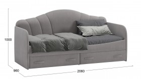 Кровать с мягкой спинкой и ящиками «Сабрина» 900 Светло-серый в Белом Яре - belyj-yar.katalogmebeli.com | фото 3