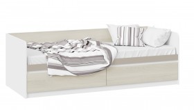 Кровать «Сканди» с 2 ящиками Дуб Гарден/Белый/Глиняный серый в Белом Яре - belyj-yar.katalogmebeli.com | фото 1